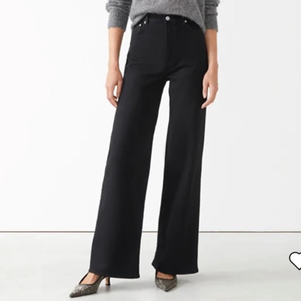 & Other Stories Women’s Treasure Cut, High Waist, Wide Leg Jeans, Sz 26, Black
